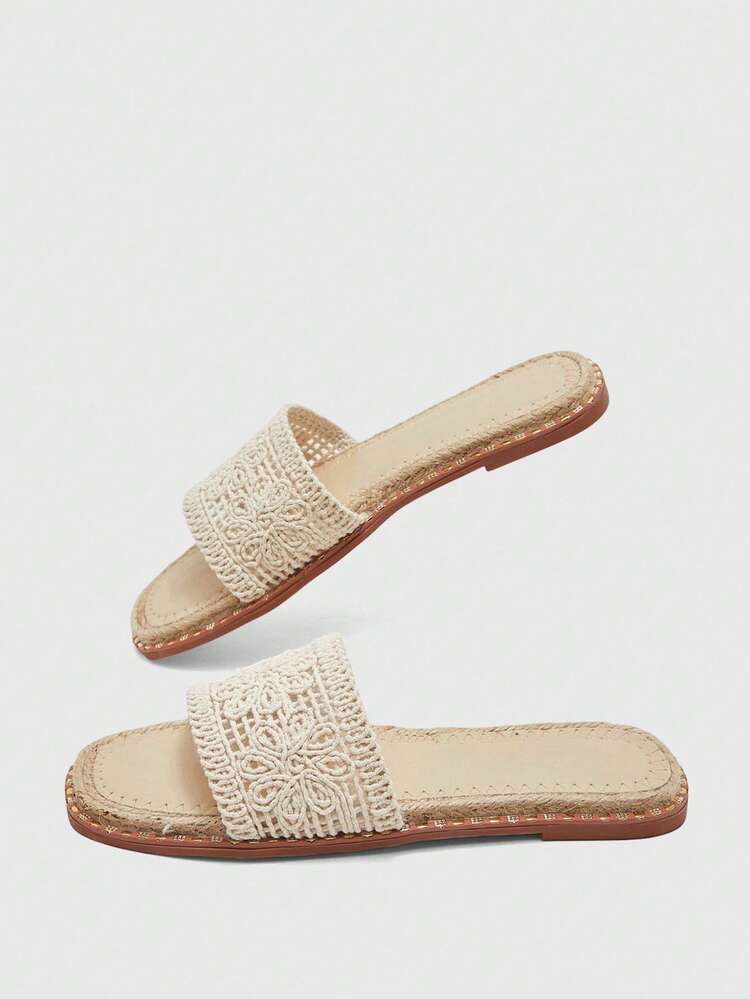 CUCCOO BIZCHIC Women Shoes Spring And Summer Weaving Pattern Decoration With Open-Toe Flat Bottom, Holiday Style Woven Fabric, Color Women's High-Heeled Sandals, Home Wear, Commuting, Shopping, Dating, Traveling, Beach, Holiday Gifts Summer Shoes