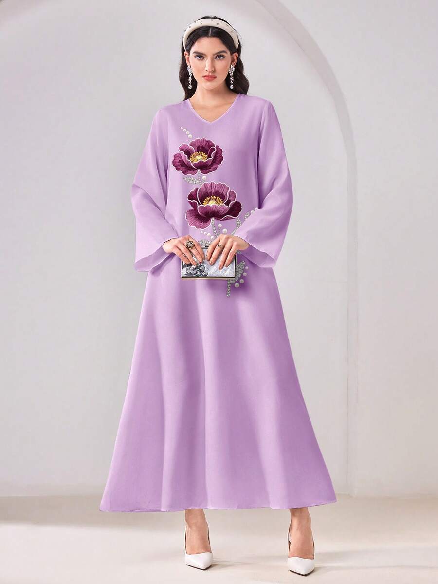 Al Najma 休闲简约风宽松阿拉伯风格碎花连衣裙 - 彩色 - 查看 1