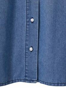 GlowEve Đầm denim nữ không tay, cài cúc phía trước, họa tiết hoa, phong cách thường ngày. - Màu xanh lam - Xem 9