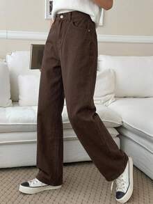 DAZY Slant Pocket Jeans - Coffee Brown - View 11