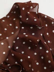 Firerie Women's Ruffle Tie Front Open Front Bell Sleeve Chiffon Floral Print Fall Clothes Blouse - Coffee Brown - View 3