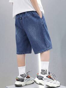 SHEIN Young BoyBlue Denim Shorts - Medium Wash - View 4