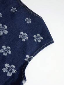 GlowEve Women's Minimalist Print Sleeveless Denim Top - Blue - View 7