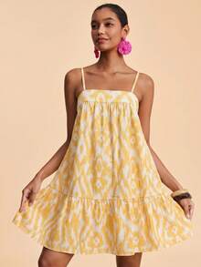 Travachic Women's Casual Vacation All-Over Print Spaghetti Strap Mini Dress - Multicolor - View 3