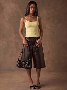 SHEIN BAE Áo hai dây camisole nữ mùa hè màu trơn phong cách tối giản - Nhiều màu - Xem 2