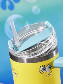 SpongeBob SquarePants | SHEIN 40oz 帶手柄保溫杯，真空隔熱水壺，不鏽鋼旅行馬克杯，車用馬克杯 - 黃色 - 查看 5