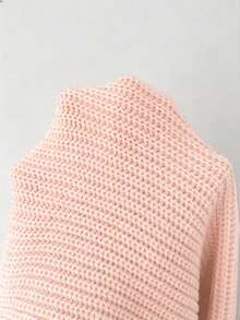 Rafferiza Spring Autumn Summer Asymmetrical Raglan Sleeve Solid Color Knit Cardigan Everyday Light Pink Casual - Baby Pink - View 4