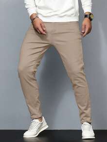 IRON GLYPH Men's Solid Color Jeans - Khaki - View 4