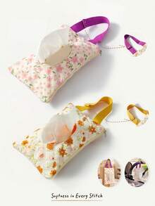 Cozy Pixies 1 pieza Bolsa de almacenamiento floral pastoral para bebé, bolsa de pañales, fácil de transportar durante los viajes, puede almacenar bolsas de pañales, toallitas y bolsas de pañuelos - Multicolor - Ver 2