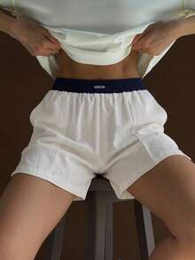 DAZY Women's Colorblock Casual Daily Home Shorts Fall - White - View 8
