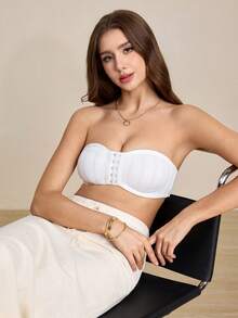 Hourtrue Women's Front Closure Lace Patchwork Comfortable Bra - White - View 3