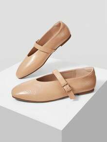 MOTF PREMIUM WOMEN'S COMMUTING CASUAL COMFORTABLE VERSATILE MARY JANE SQUARE TOE FLAT SHOES FOR CHRISTMAS SPRING SHOES - Khaki - View 9