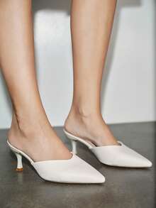 Bholvia 2026 Spring New Pointed Toe Stiletto High Heel Slippers, Suitable For Outdoor Wear - White - View 2