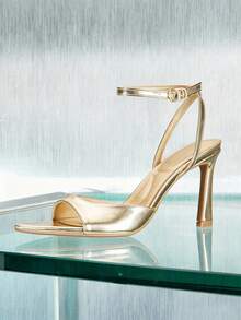 SHUZIA Women's Buckle Design Fashion Elegant High Heel Sandals - Gold - View 3