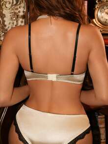 Divavoom 2pcs Satin Lace Decor Comfortable Women Lingerie Set - Multicolor - View 2