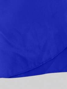 Lunelith SHEIN Lunessa Elegant Short Sleeve Wrap Dress With Draped Neck And Waist Pleats, Solid Color - Blue - View 8