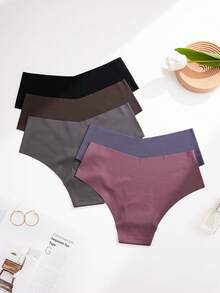 SHEIN 女款素色彈性腰簡單舒適內褲 - 彩色 - 查看 2