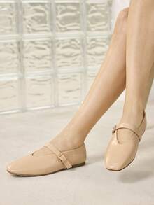 MOTF PREMIUM WOMEN'S COMMUTING CASUAL COMFORTABLE VERSATILE MARY JANE SQUARE TOE FLAT SHOES FOR CHRISTMAS SPRING SHOES - Khaki - View 8