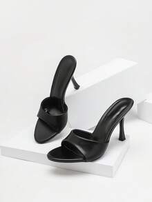 CUCCOO SZL Women's Fashionable And Versatile Outdoor High-Heeled Slippers, Suitable For Christmas And Spring Festival, Spring And Summer Party And Dance Vacations And Daily Wear - Black 1 - View 2