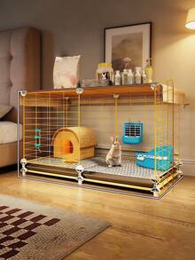 1pc Indoor Rabbit Villa With Tray Easy To Clean Pet Cage Guinea Pig Dutch Pig Mini Rabbit And Other Small Animals - Assembled Version - View 2