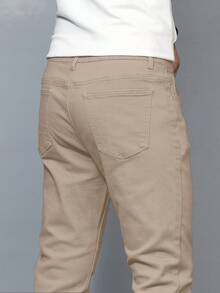 IRON GLYPH Men's Solid Color Jeans - Khaki - View 6