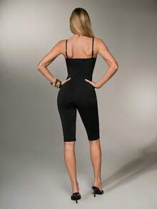 Nuvra Women's Sleeveless Camisole Double-Layer With Lining Shaping Waist-Cinching -Lifting Shapewear Pants Night Out Black Summer Basic - Black - View 2