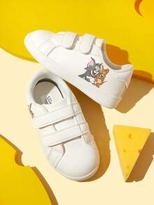 TOM & JERRY X SHEIN 兒童時尚休閒印花小白鞋，運動鞋日常戶外跑步鞋返校季，柔軟舒適，適合各種室內外場合 - 白色 - 查看 5