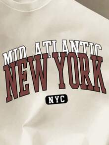 Manfinity Joysei Men's Crew Neck Letter Print Casual Top And Solid Color Shorts - Brown - View 3