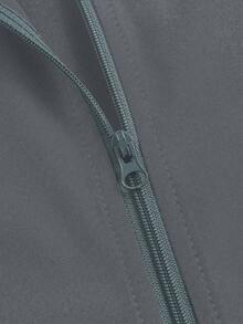 TaskEZ Chaqueta de uniforme de enfermería de unicolor con mangas raglán largas y cierre de cremallera - Gris - View 8