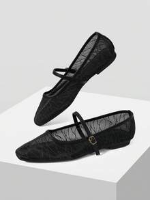 MOTF PREMIUM Sepatu flat minimalis nyaman untuk wanita, serbaguna untuk bepergian, cocok untuk Halloween dan Natal. - Hitam murni - View 9