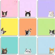 3/6/9 Pcs Cute Cat Sticky Notes Set, 3 Inch X 3 Inch Black Cat Self-Adhesive Memo Pads, Fun Notepad Set, Cat Stationery, Kawaii Sticky Notes, Gift For Cat Lovers, Office Desk Decor, School Supplies - multicolor - View 8