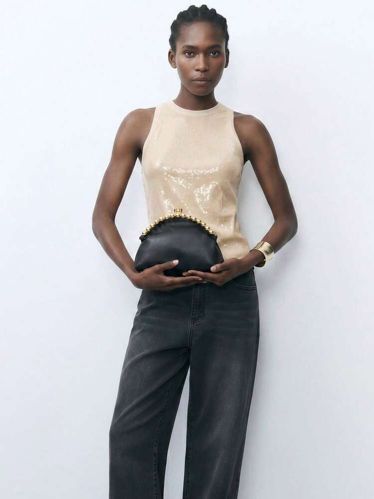 SHEIN Maija Ladies Fashionable Elegant Classic Versatile Retro Niche Design Portable Clip Buckle Fashion Versatile One Shoulder Crossbody Shell Hand Bag, For Cocktail Party, Party, Prom, Club, Date, Birthday, Evening, Date Nigh, Banquet