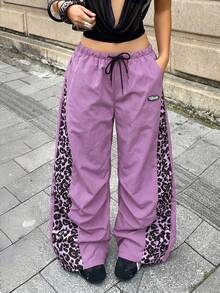 Coolane Quần dù nữ phối màu phong cách streetwear đi chơi, đi concert mùa xuân hè - Màu tím - Xem 3