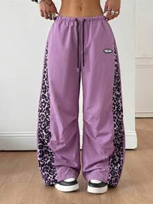 Coolane Quần dù nữ phối màu phong cách streetwear đi chơi, đi concert mùa xuân hè - Màu tím - Xem 4