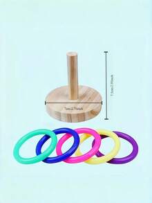 1pc Extra Large Colorful Parrot Training Toy Set Natural Wooden Chewing Ring Interactive Intelligent Cage Accessory For Small Medium Large Bird Must Have Pet Supply - Multicolor - View 3