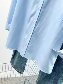 Simple, Solid-Color Women's Everyday Button-Down Shirt - Gold - View 4