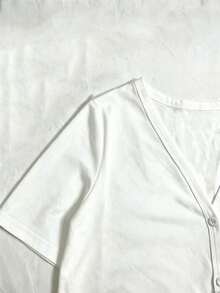 Resyla Women's Solid Color Single-Breasted Thin Cotton Short Sleeve Sun Protection Cardigan - White - View 3