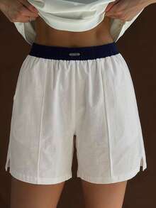 DAZY Women's Colorblock Casual Daily Home Shorts Fall - White - View 9