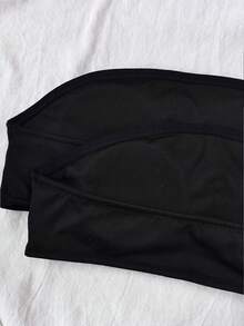 SHEIN 青少年女孩黑色時尚簡約舒適平口聚酯纖維彈性纖維黏膠纖維抹胸上衣2件組 - 黑色 - 查看 5
