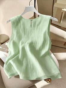 GlowEve CURVE Camisola y Top de Tirantes con Cuello Redondo Texturizado Estilo Suave para Mujer Talla Grande - Verde - Ver 2