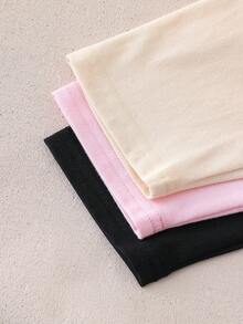 SHEIN Elladie kids 女童素色彈性腰身休閒百搭日常緊身內搭褲 3件/組 - 彩色 - 查看 8