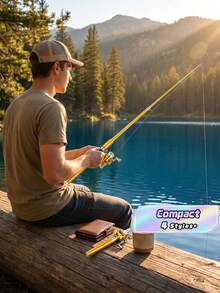 1Pc Emergency Mini Fishing Rod - Pen Shape Foldable 1m Aluminum Rod With Instant Reel - Multi-Purpose Tool For Flood Prevention/2025 Fishing/Off-Grid Survival - Must-Have For RV Life, Standard Metal Gear, Outdoor Emergency Kit, Compact Survival Tool - Multicolor - View 2