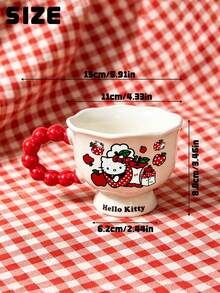 HELLO KITTY AND FRIENDS | SHEIN 1個 Hello Kitty 可愛陶瓷馬克杯，可愛腳杯可用於牛奶和咖啡，精緻可愛的禮物，適合情人節、生日、聖誕節和節日，給朋友、老師和家人的甜蜜紀念品 - 彩色 - 查看 8