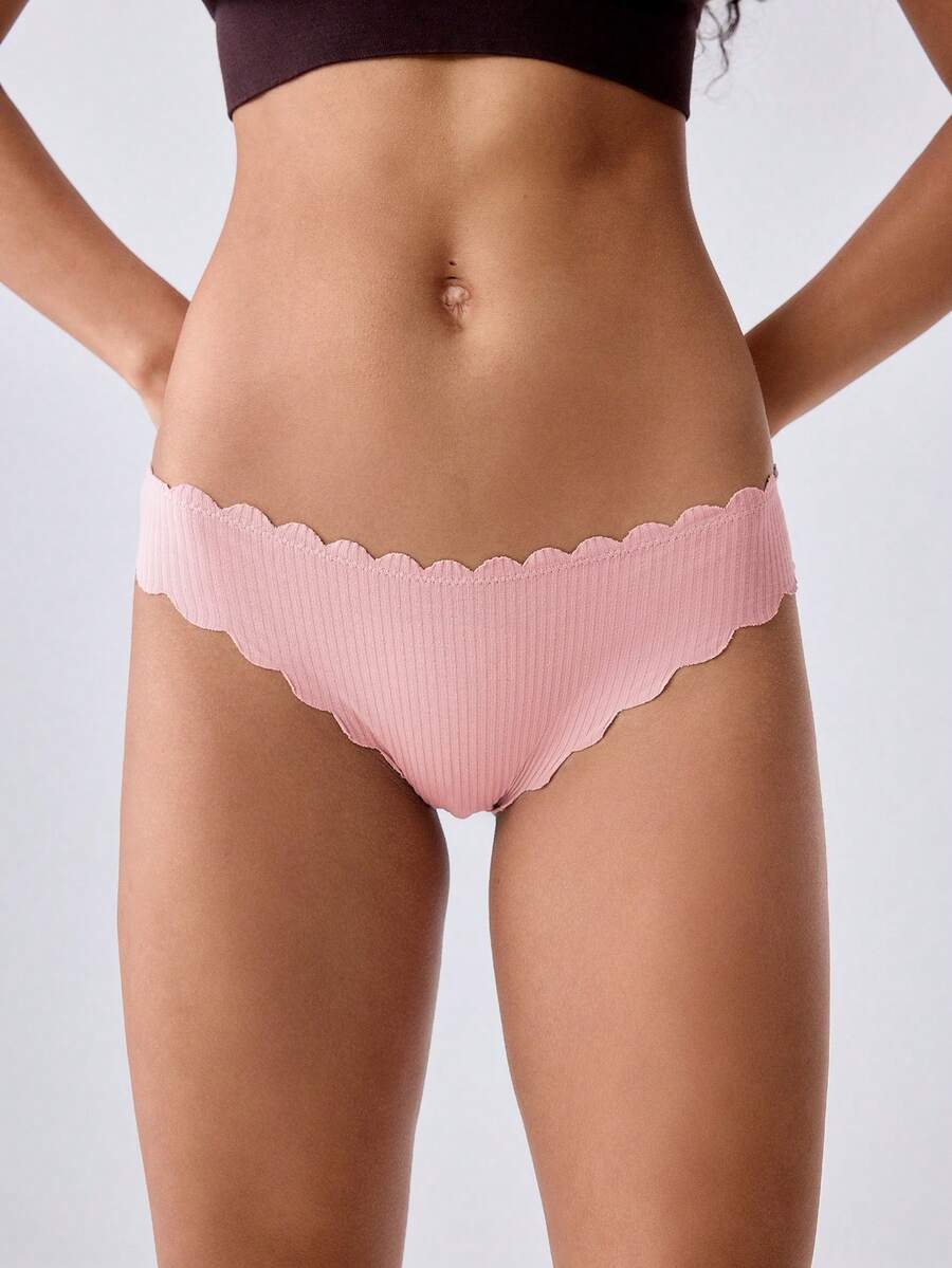 Loungeista 4pcs Women's Solid Color Cotton Briefs With Curved Hem - Multicolor - View 1