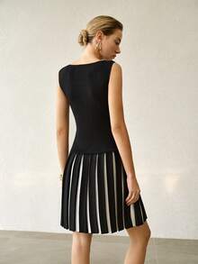 MOTF PREMIUM VESTIDO DE PUNTO SIN MANGAS CON DECORACIÓN DE BOTONES PARA MUJER - Negro - Ver 3