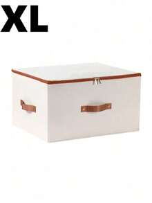 1/2" Fabric Storage Box With Zippered Lid, Foldable And Washable Wardrobe Rack For Organizing Clothes, With Handle (Beige) - Beige - View 9