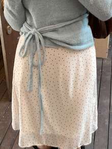 DAZY Women's Casual Polka Dot Print A-Line Skirt, Summer School - White - View 10