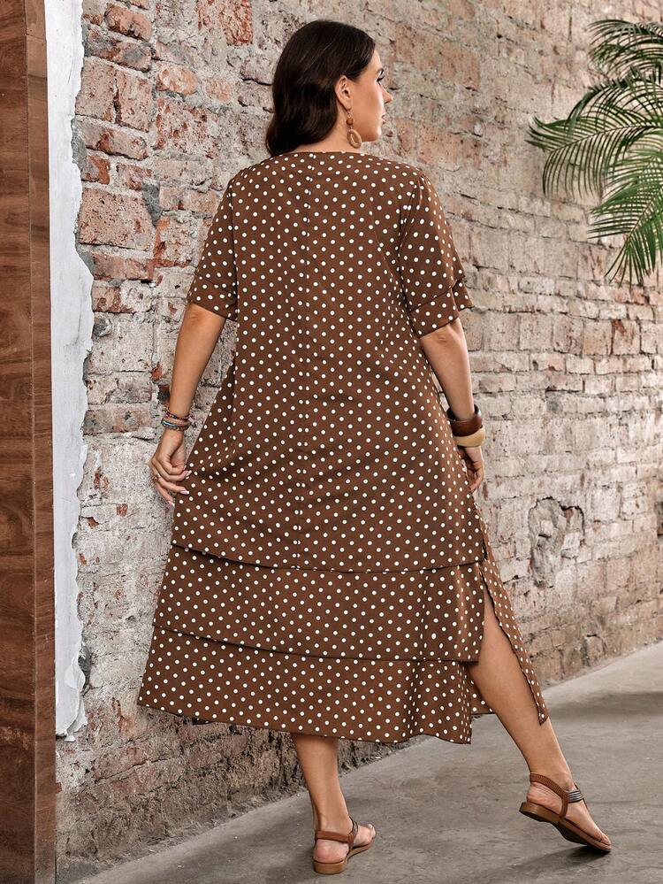 Plus Size Casual Dress, White Round Neck Sleeveless Asymmetrical Flowing Hem, Bohemian Style, Suitable For Spring & Summer