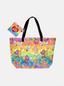 SHEIN X Care Bears 1pcs Fashionable And Lightweight Foldable Printed Pattern Tote Bag, Shopping Bag, Portable Shoulder Bag, Card Storage Bag, Travel And Shopping, Etc - Rainbow - View 4