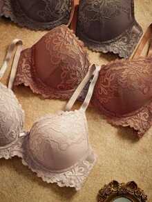 PinupPomp Set de 3 sujetadores inalámbricos de encaje para mujeres, Día de San Valentín - Multicolor - Ver 5